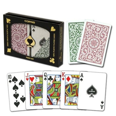 Regular Copag Poker Cards - Burgundy and Green (2)