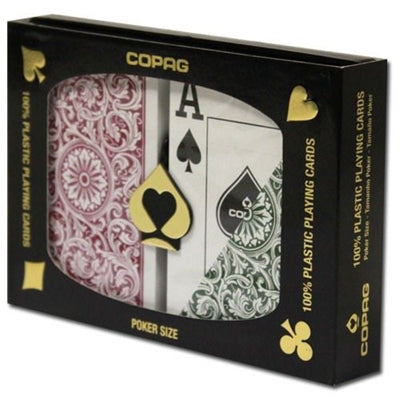 Jumbo Copag Poker Cards - Burgundy and Green (2)