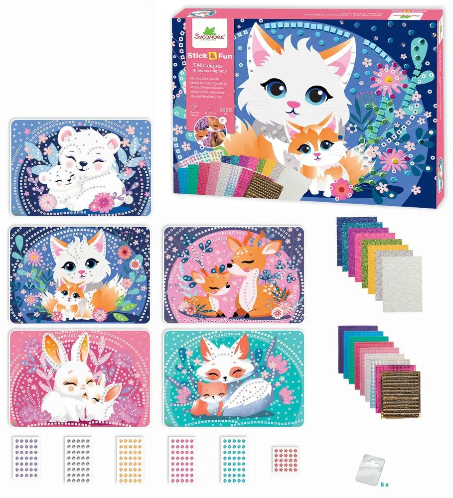 Stick'N Fun - 5 mosaïques - Animaux mignons