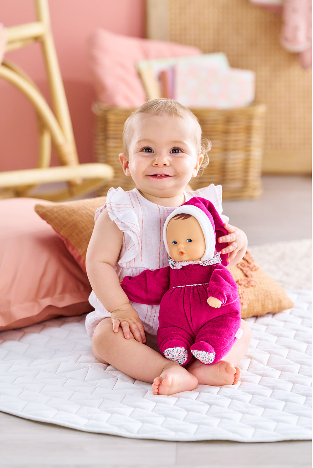 Doudou Babipouce - Rose Grenadine 28 cm