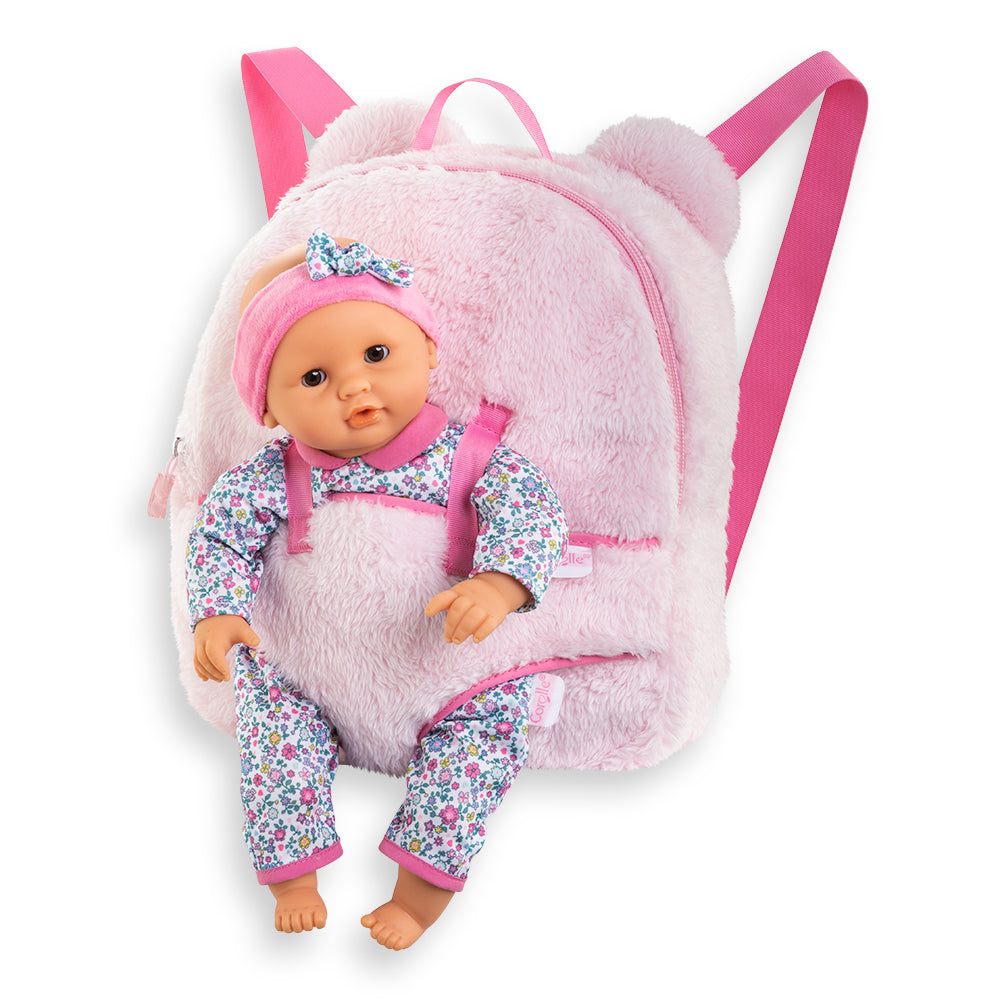 Baby Doll Carrier Backpack Pink Plush 30 cm