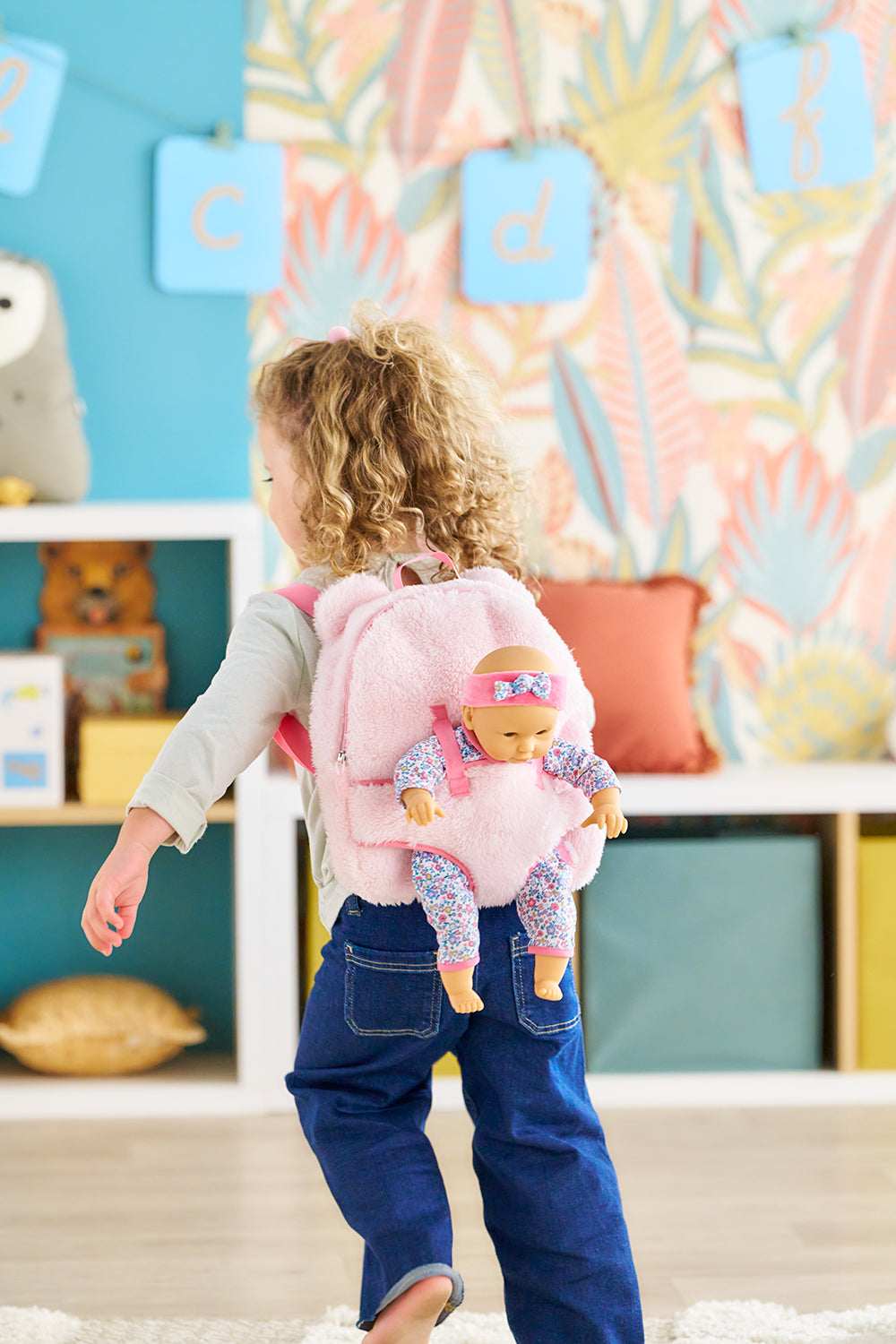 Baby Doll Carrier Backpack Pink Plush 30 cm