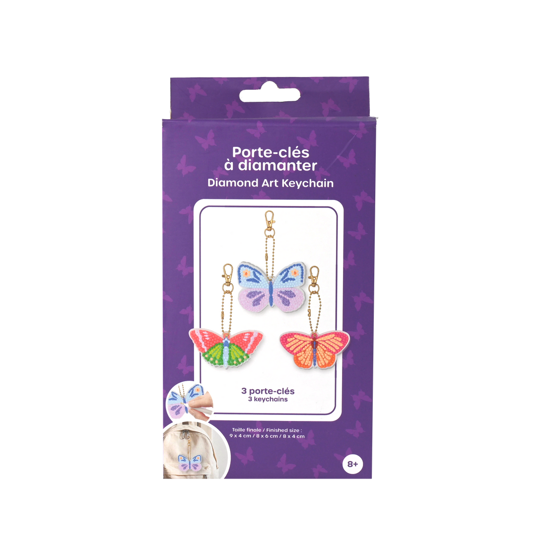 Porte-clés à diamanter DIY - Papillons (Bil)
