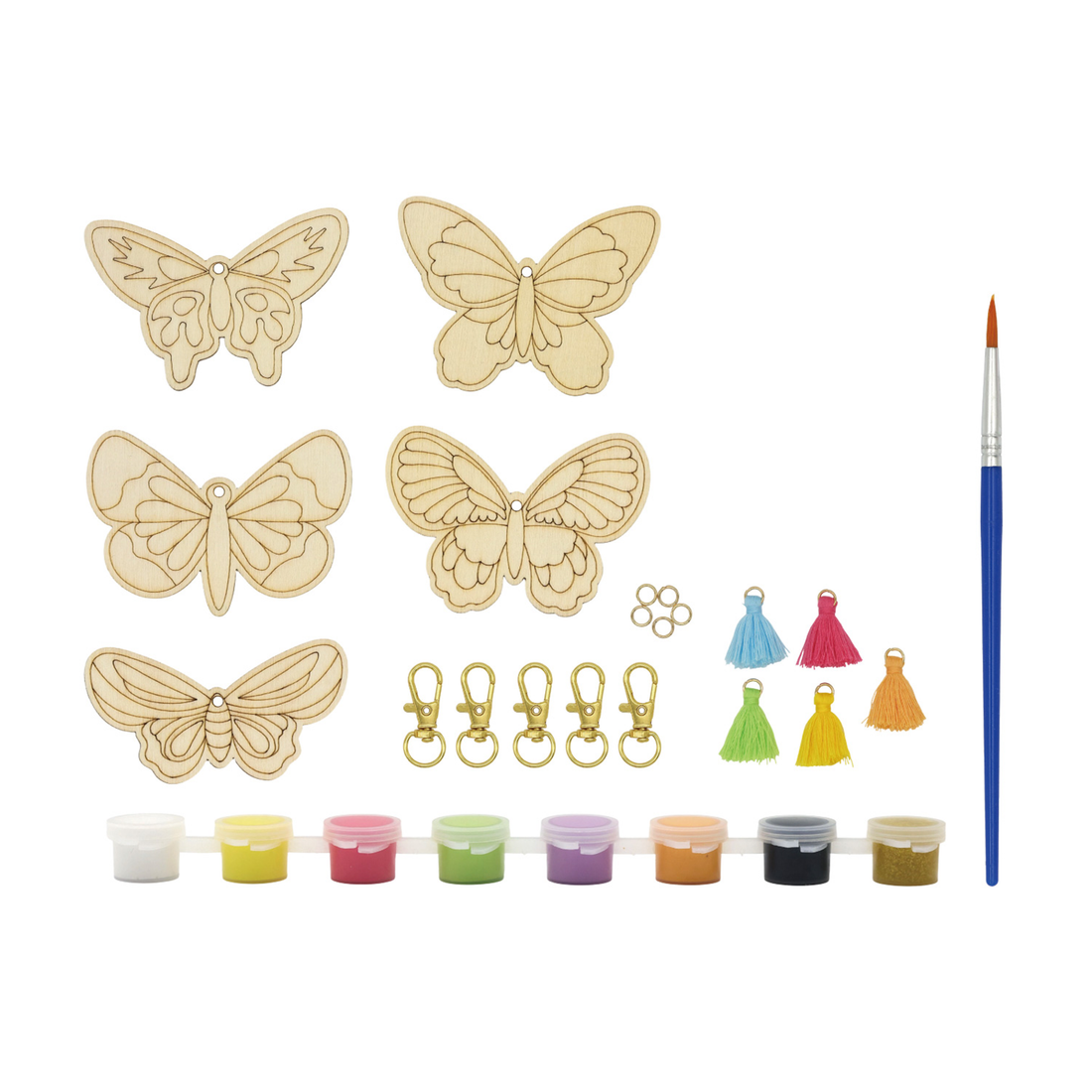 Kit DIY porte-clés en bois - Papillons (Bil)