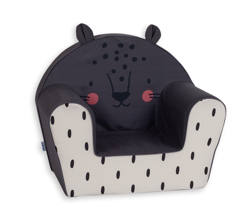 Armchair with ears - Dark Grey Leopard