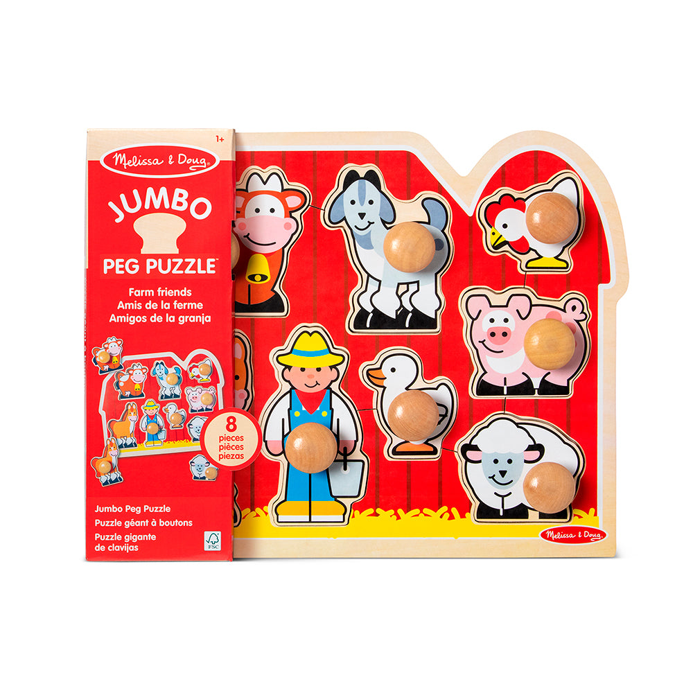 Jumbo Peg Puzzle - Farm Friends - 8 pcs