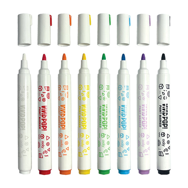Vivid Pop - Water-Based Opaque Paint Markers - Classic Colors (8)