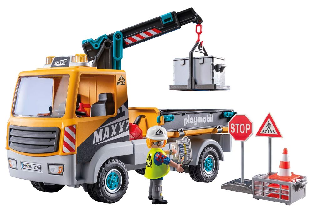 Camion de chantier avec grue et accessoires - Action Heroes