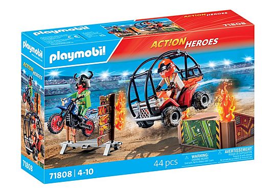 Duo de cascadeurs avec quad moto et tremplins - Action Heroes