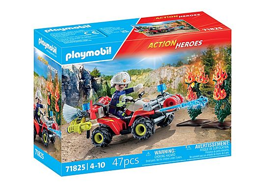 Pompier avec quad et arbustes enflammés - Action Heroes