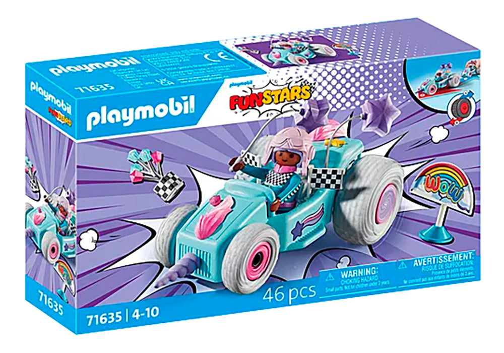Pilote avec auto de course licorne - Funstars