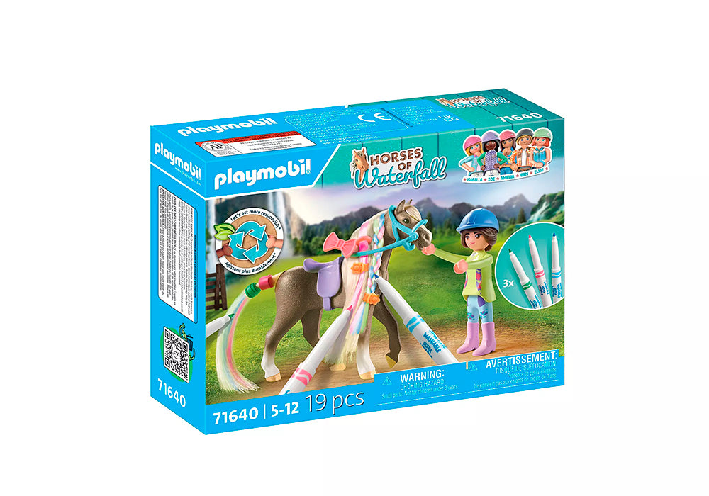 Cavalière avec crinière de cheval à colorier - Horses of Waterfall