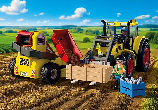 Large Tractor with Potato Harvester