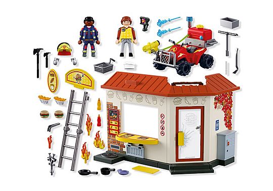 Restaurant on fire and fire quad - City Action