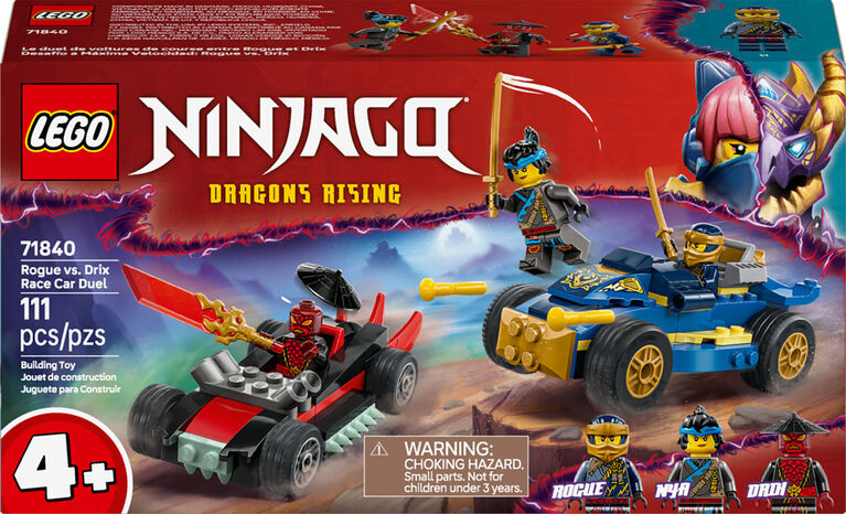 Le duel de voitures de course entre Rogue et Drix - Ninjago