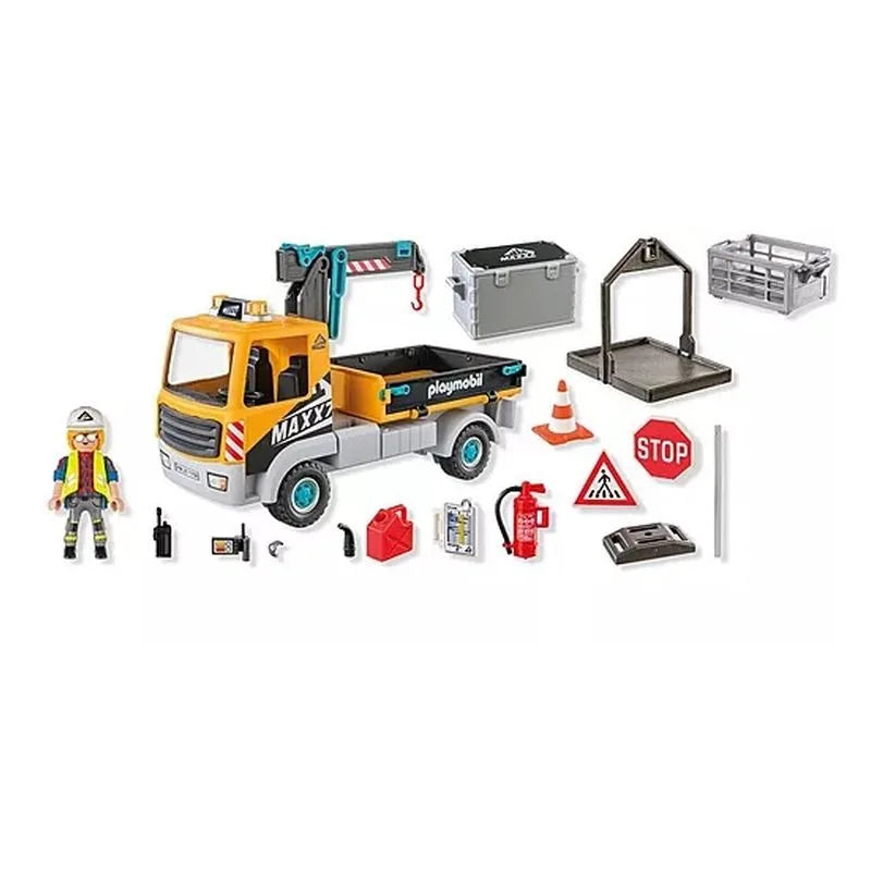 Camion de chantier avec grue et accessoires - Action Heroes