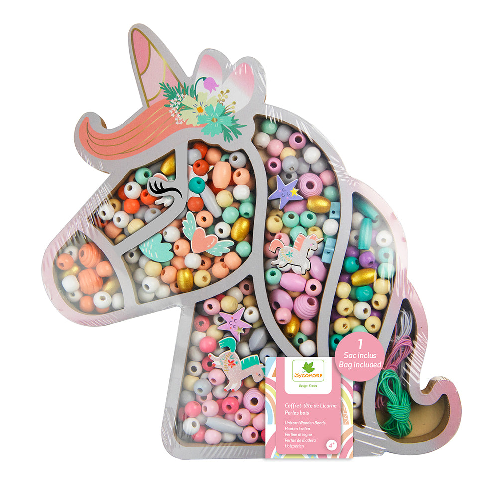 Sycomore - Wooden Bead Set - Unicorn Head