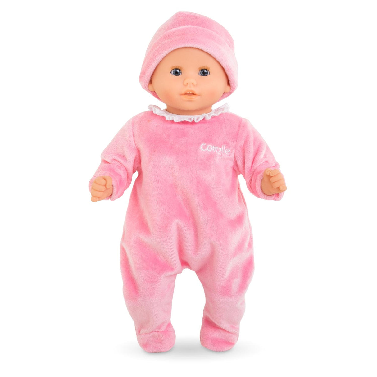 Pyjama et bonnet rose pour poupon 30 cm