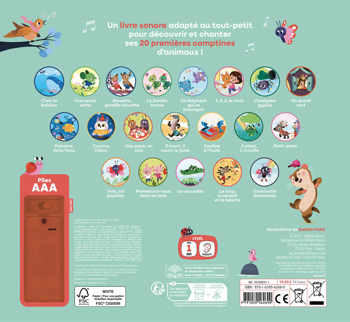 Mes jolies comptines d'animaux - 20 puces sonores (Fr)