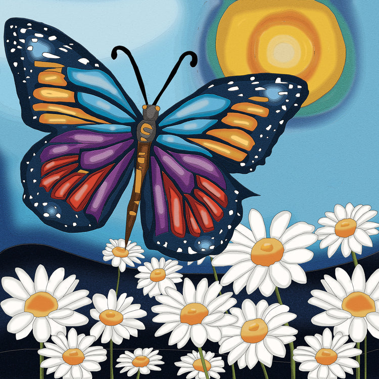 Diamond Painting - Butterfly Over Daisies