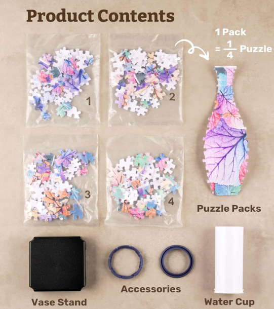 3D Puzzle Vase - Elegant Floral Print