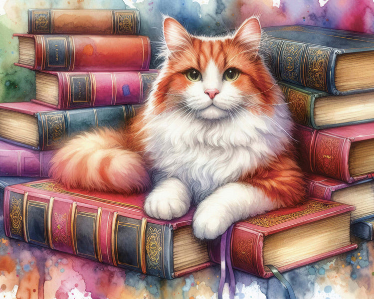 Diamond Painting - Cat and Books