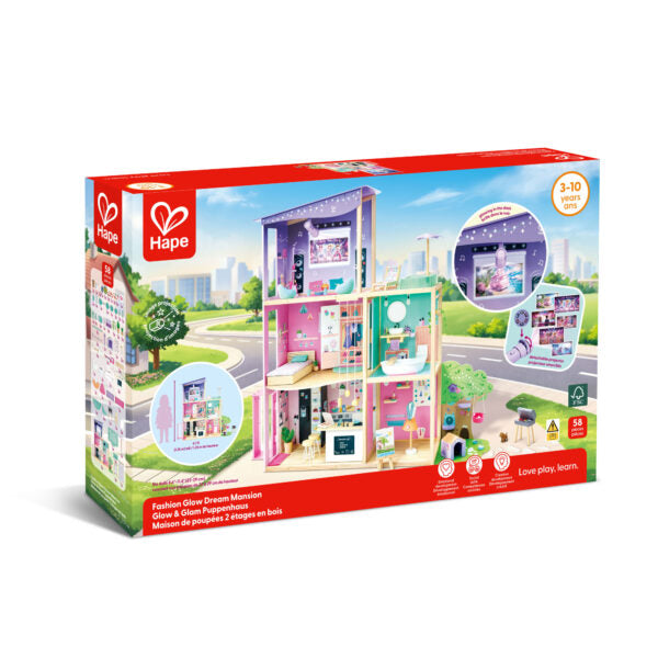 Maison de poupée 2 étages en bois Fashion Glow Dream