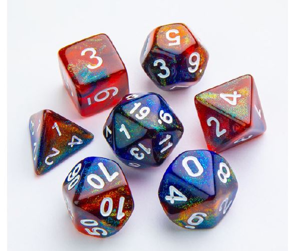 Ensemble de 7 dés polyédriques - Série Galaxy - Mars