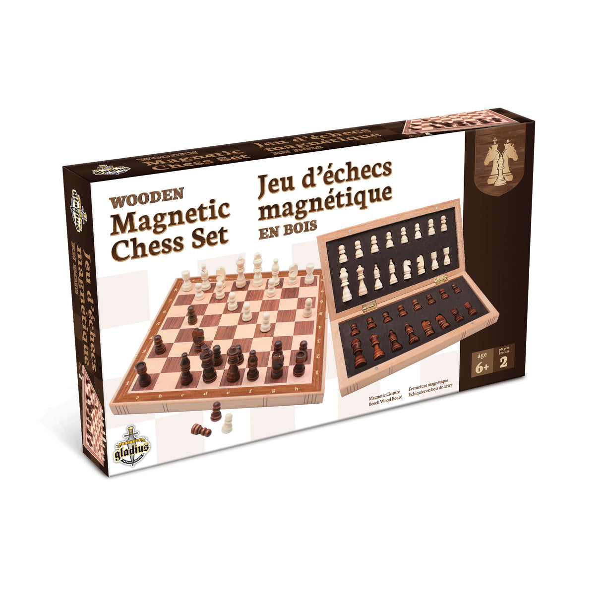 Jeu d'échecs magnétique en bois (Bil)