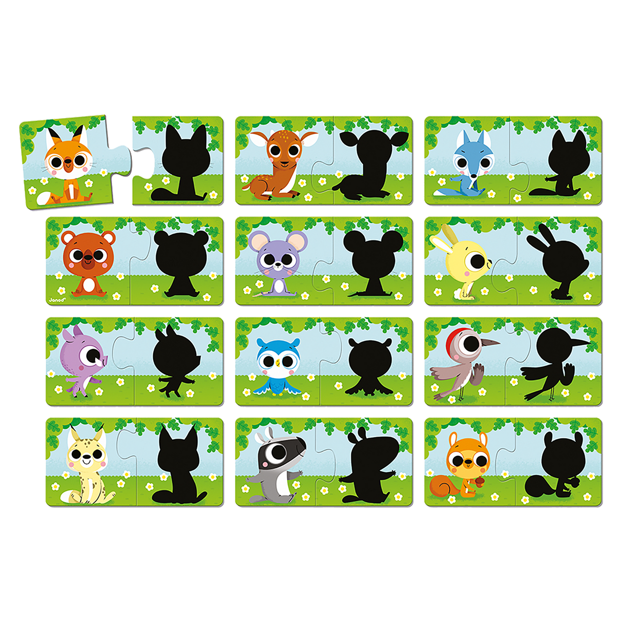 Animals and their shadows - 12 x 2 pcs