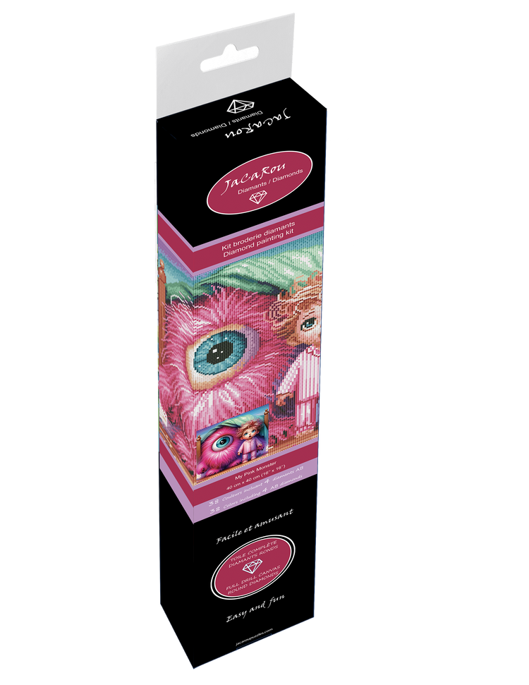 Broderie de diamant - My Pink Monster - 40 x 40 cm