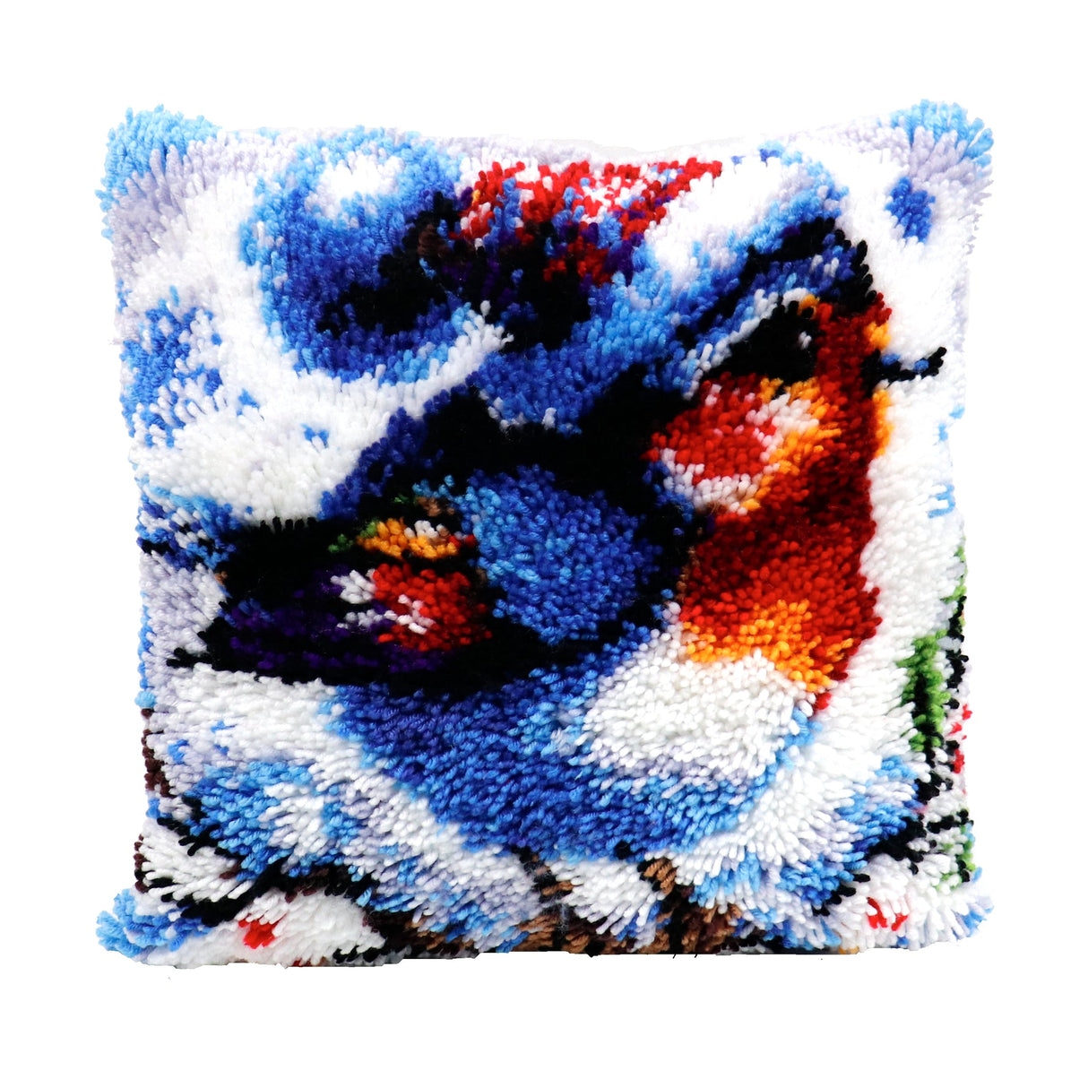 Latch Hook - Pillow cover - Winter bird