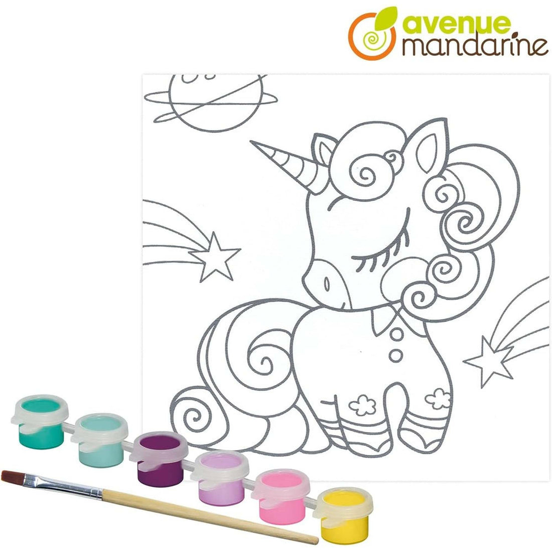 Toile à peindre - Licorne - 20x20 cm