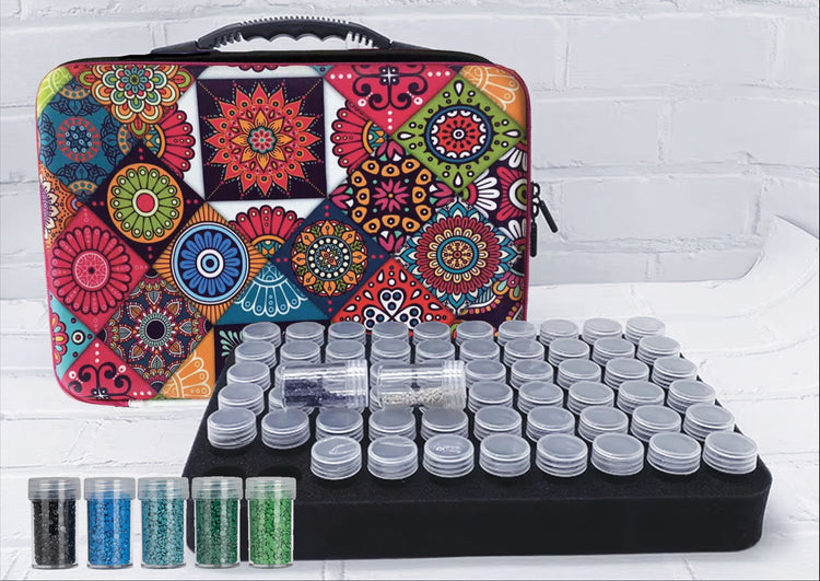 Valise de rangement à motifs quilt (60 bouteilles)