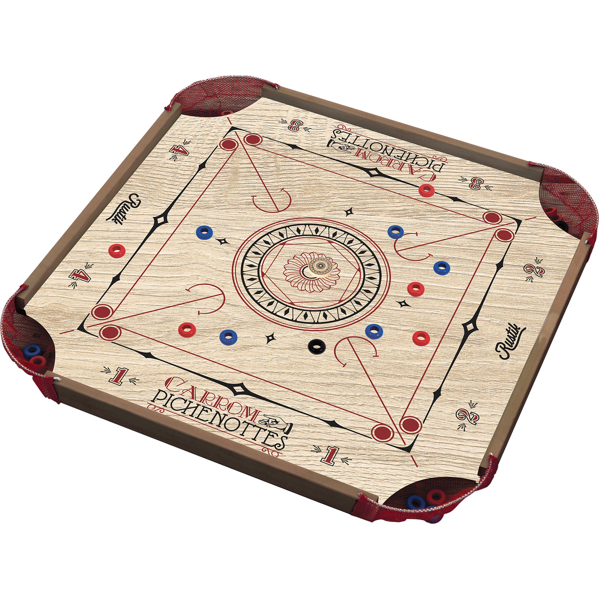 Carrom et Pichenottes 2-en-1 Bois foncé