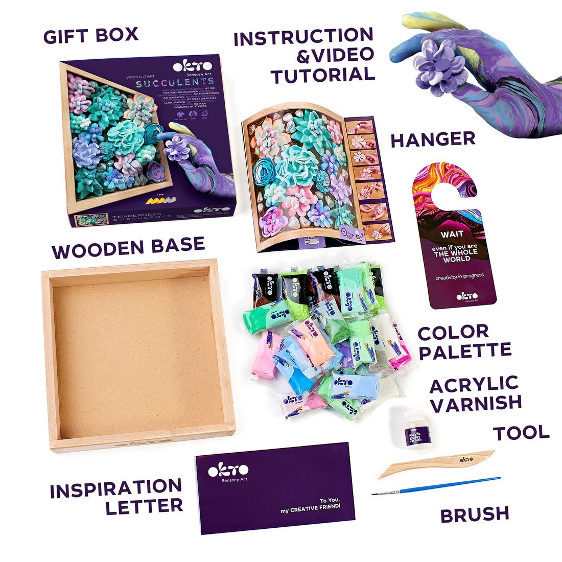 OKTO Wood & Craft - Succulents - Tenderness (Multi)