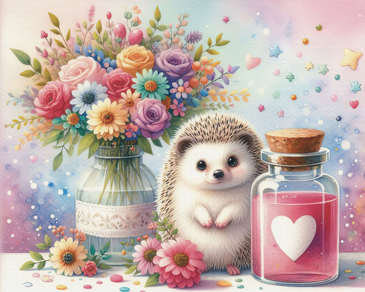 Diamond Painting - Sweet Hedgehog Love