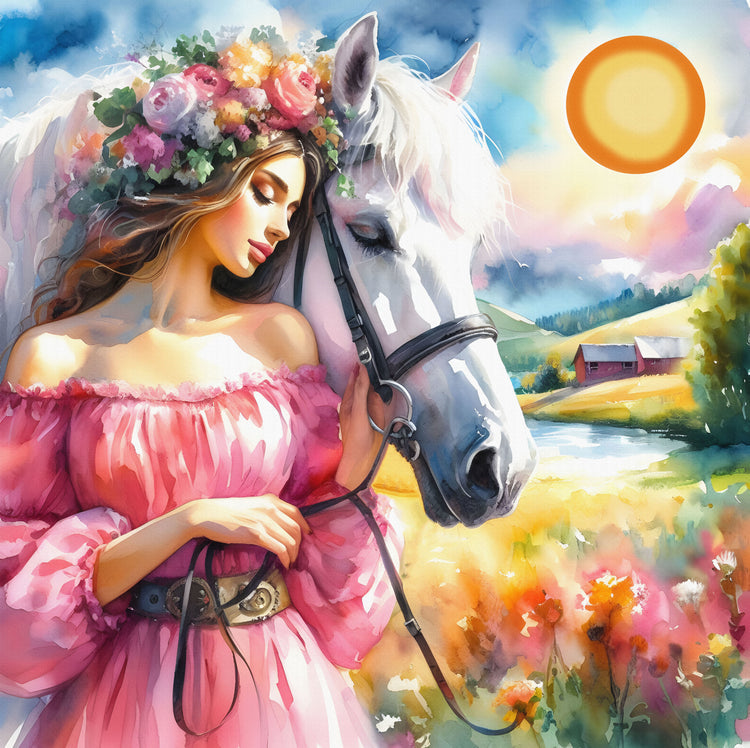 Broderie de diamant - Woman and Horse