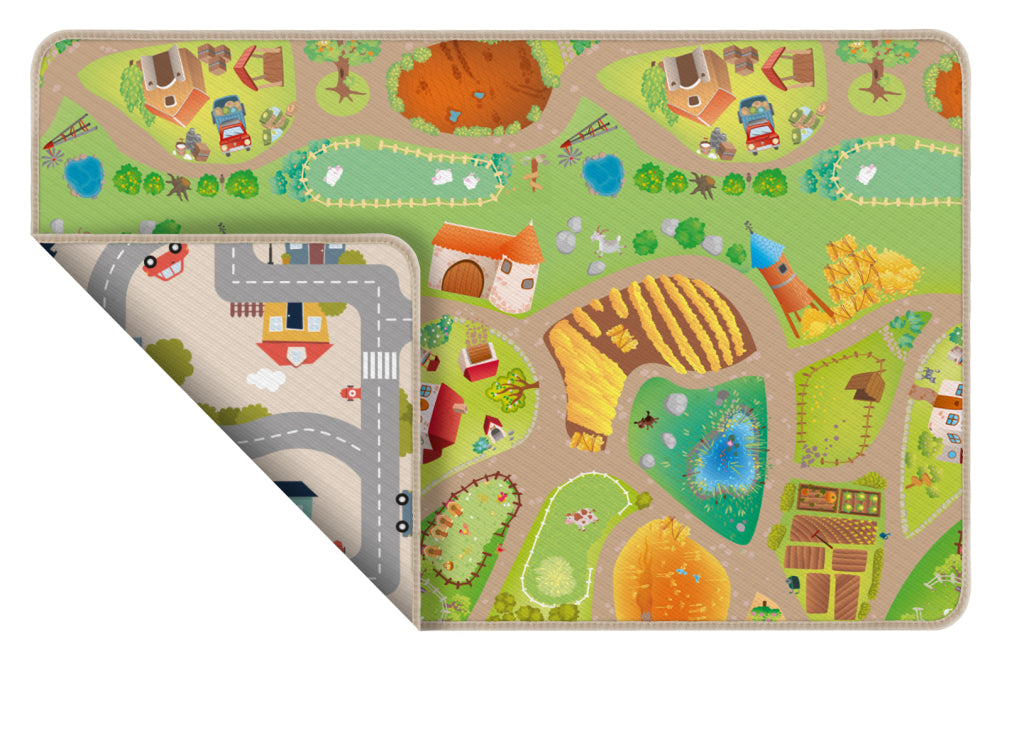Tapis de jeu réversible - Ville et ferme