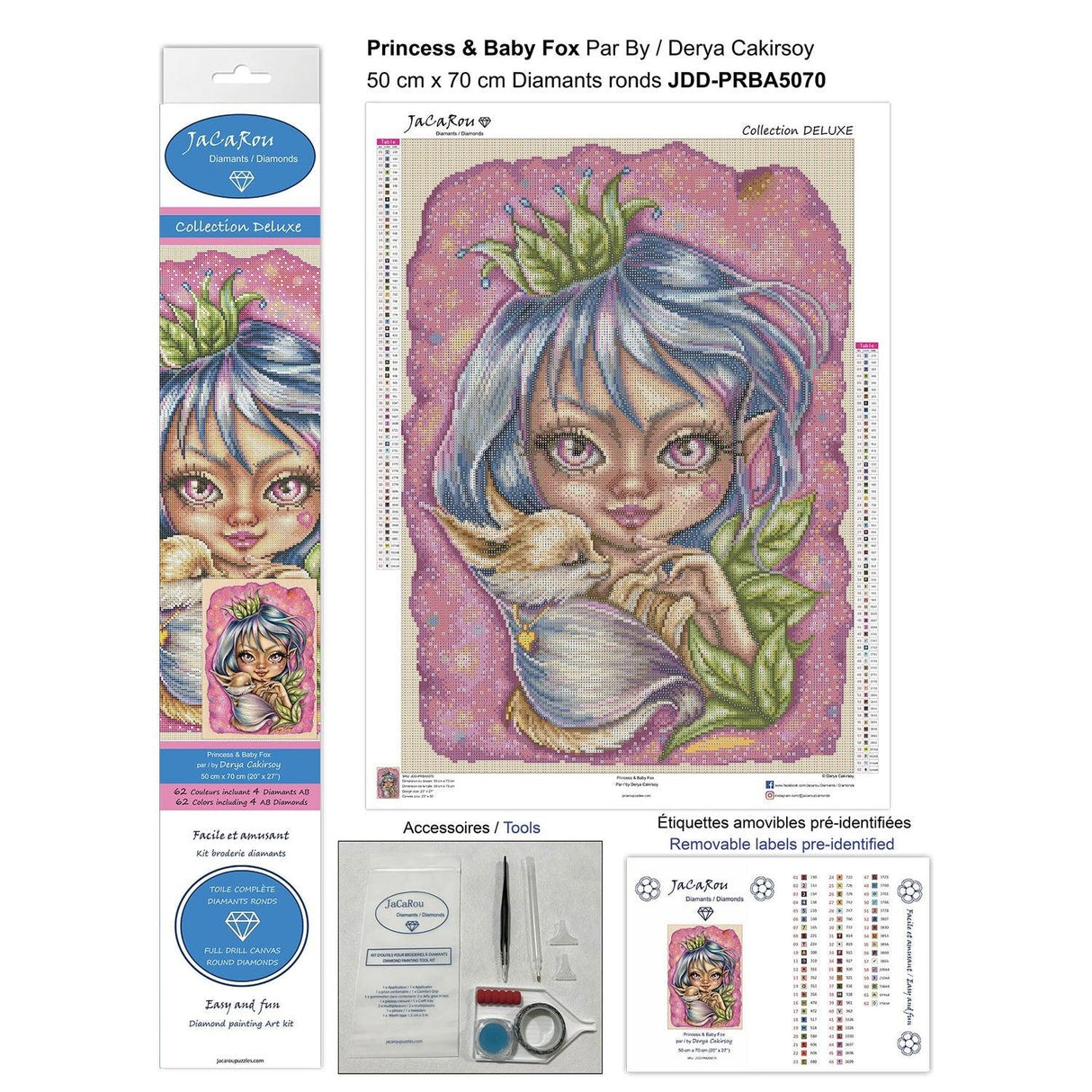 Broderie de diamants Deluxe - Princess & Baby Fox - La Ribouldingue
