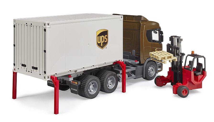 Camion logistique UPS Scania Super 560R av chariot élévateur - La Ribouldingue