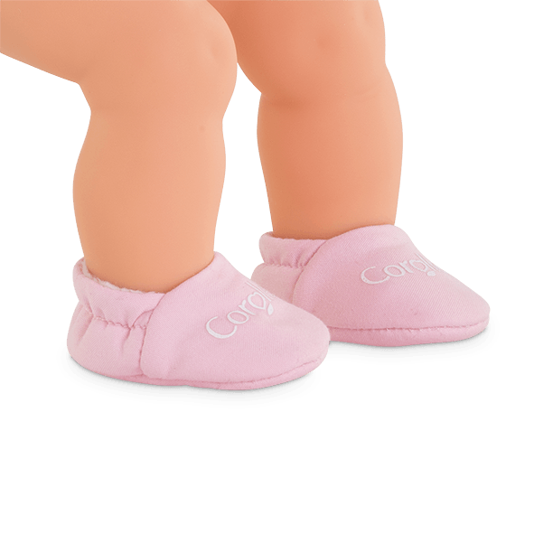 Chausson rose pour poupon 30 cm - La Ribouldingue