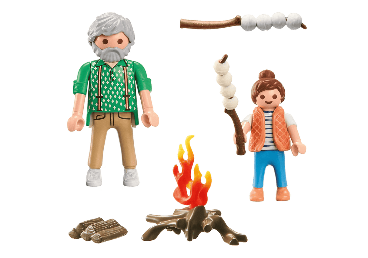 Grand-père avec petite fille et feu de camp - My Life - La Ribouldingue