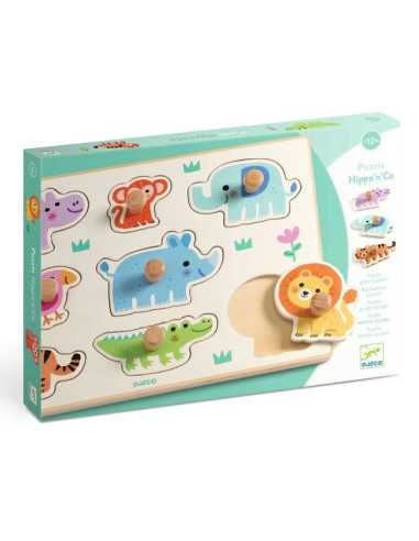 Puzzle en bois - Hippo'n'Co - 8 mcx