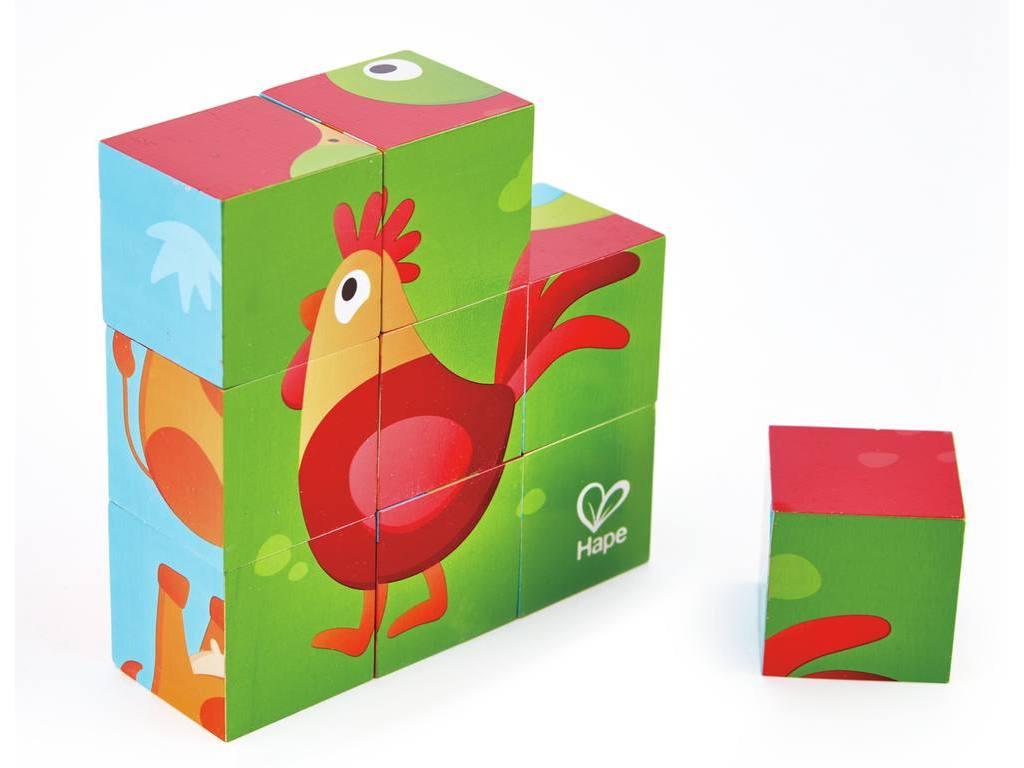 Animaux de la Ferme - Cube - 9 mcx Bois - La Ribouldingue