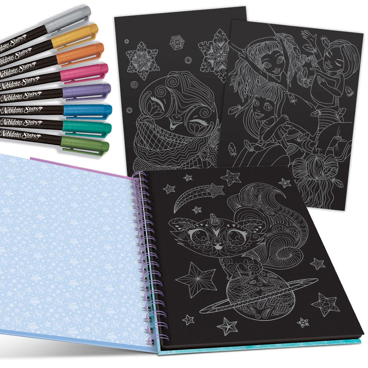 Cahier de coloriage à pages noires Isadora - La Ribouldingue