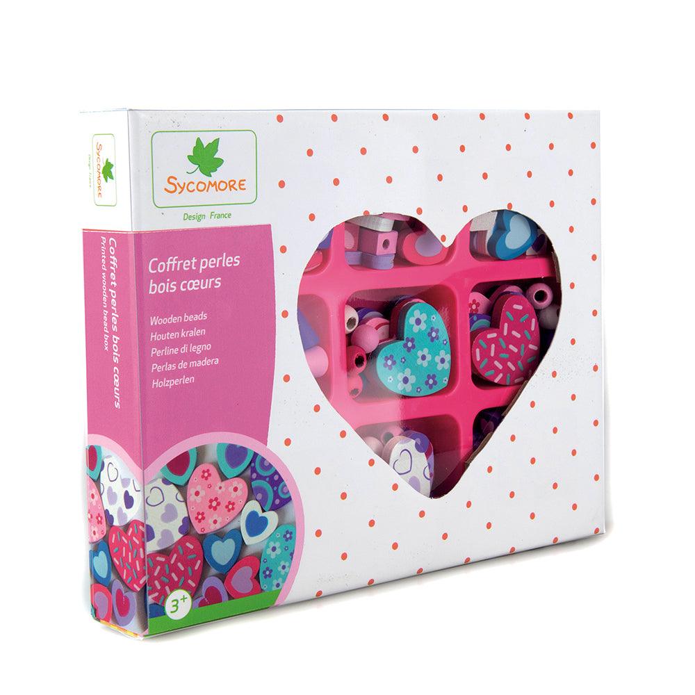 Coffret perles bois - Cœurs - La Ribouldingue