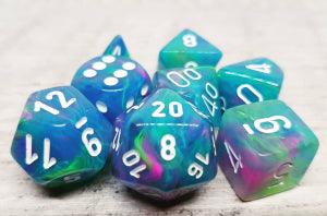 Ensemble dés polyédriques Waterlilly / Blanc - Festive - La Ribouldingue