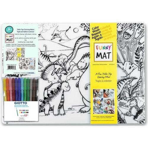 Ensemble Funny Mat 2 x napperons et 12 marqueurs Giotto - La Ribouldingue