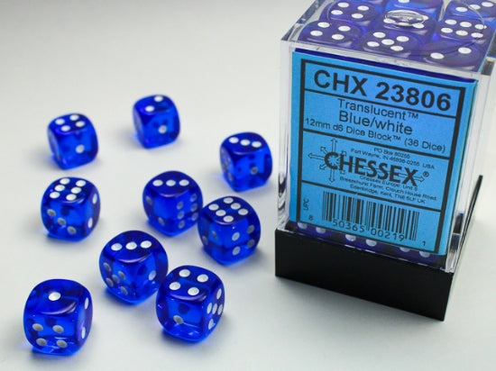Brique 36 d6 12mm Bleu et Blanc - Translucent